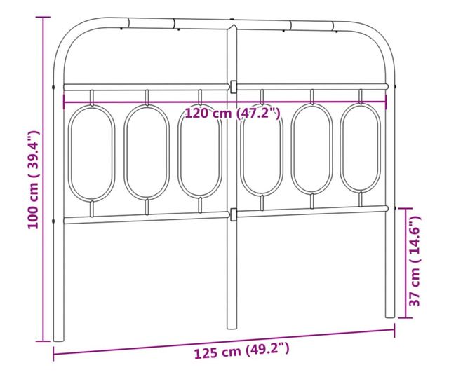 fehér fém fejtámla 120 cm