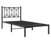 fekete fém ágykeret fejtámlával 75 x 190 cm