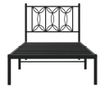 fekete fém ágykeret fejtámlával 75 x 190 cm