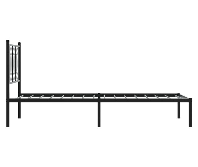 fekete fém ágykeret fejtámlával 75 x 190 cm