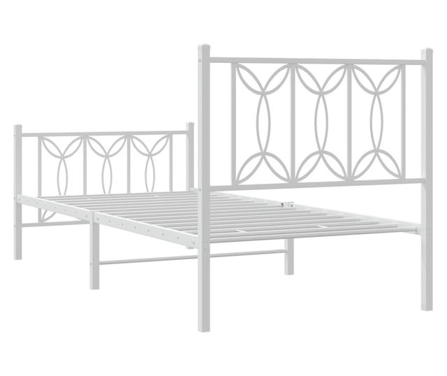 fehér fém ágykeret fej- és lábtámlával 75 x 190 cm