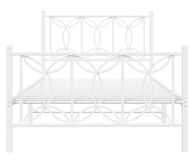 fehér fém ágykeret fej- és lábtámlával 107 x 203 cm