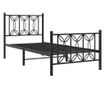 fekete fém ágykeret fej- és lábtámlával 90 x 200 cm