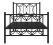 fekete fém ágykeret fej- és lábtámlával 90 x 200 cm