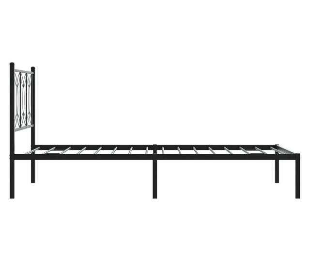 fekete fém ágykeret fejtámlával 107 x 203 cm