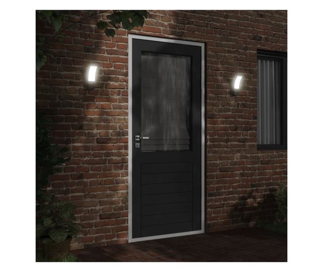 2 db fekete fröccsöntött alumínium kültéri fali LED lámpa