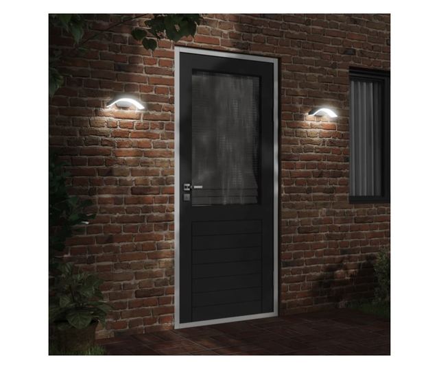 2 db fekete fröccsöntött alumínium kültéri fali LED lámpa