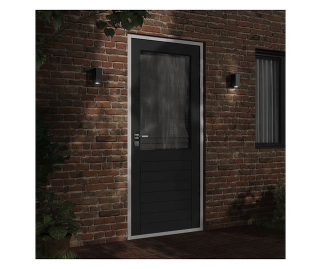 2 db fekete öntött alumínium kültéri falilámpa