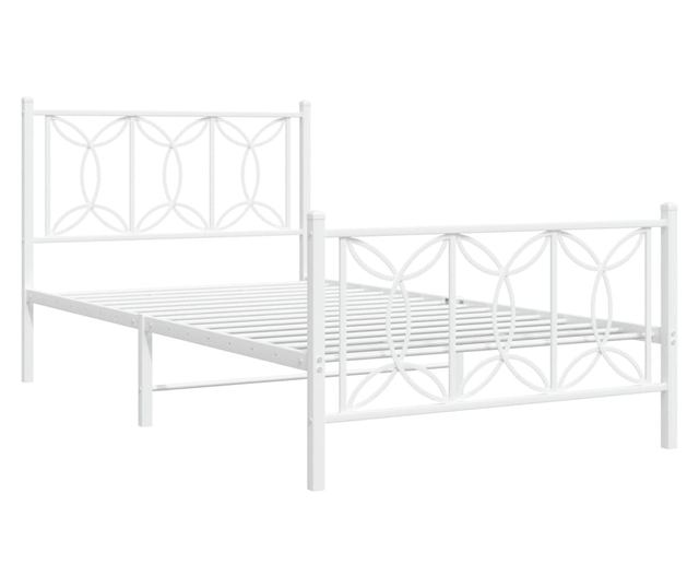 fehér fém ágykeret fej- és lábtámlával 107 x 203 cm