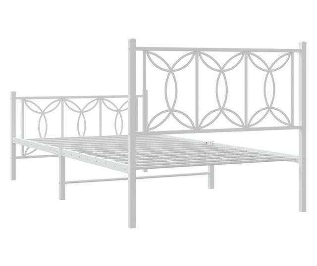 fehér fém ágykeret fej- és lábtámlával 107 x 203 cm