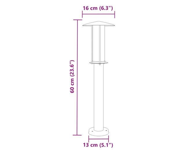 fekete rozsdamentes acél kültéri állólámpa 60 cm