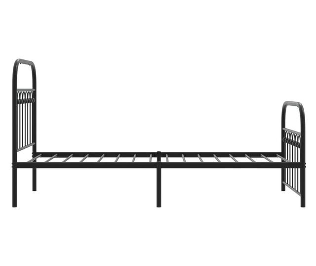 fekete fém ágykeret fej- és lábtámlával 75 x 190 cm