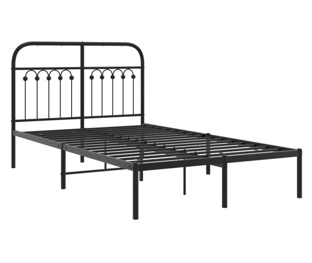 fekete fém ágykeret fejtámlával 120 x 200 cm