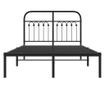 fekete fém ágykeret fejtámlával 120 x 200 cm