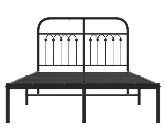 fekete fém ágykeret fejtámlával 120 x 200 cm