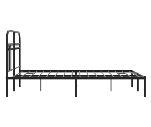 fekete fém ágykeret fejtámlával 120 x 200 cm