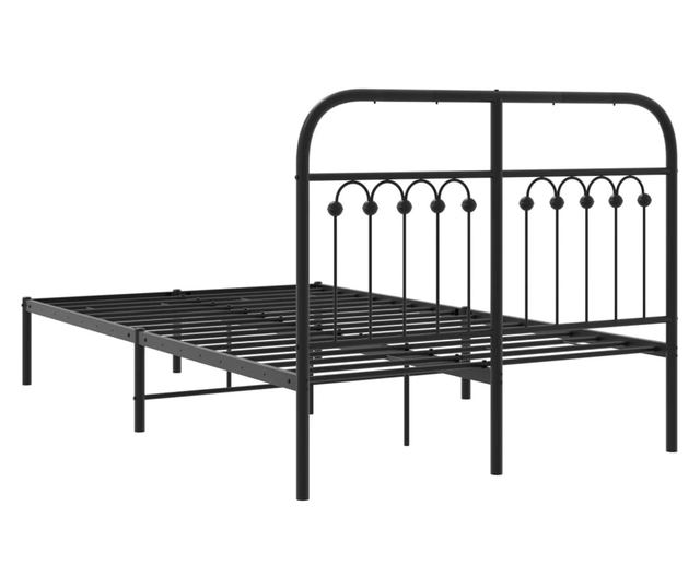 fekete fém ágykeret fejtámlával 120 x 200 cm