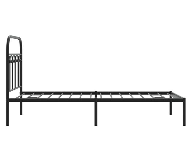 fekete fém ágykeret fejtámlával 90 x 200 cm