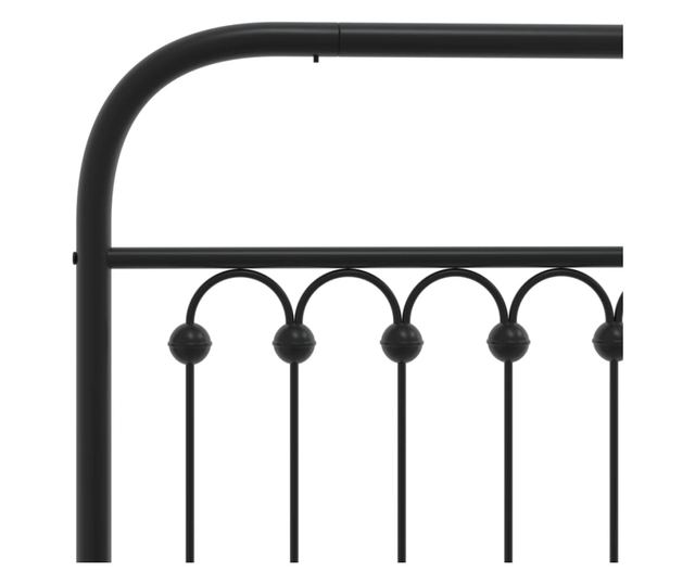 fekete fém ágykeret fejtámlával 90 x 200 cm
