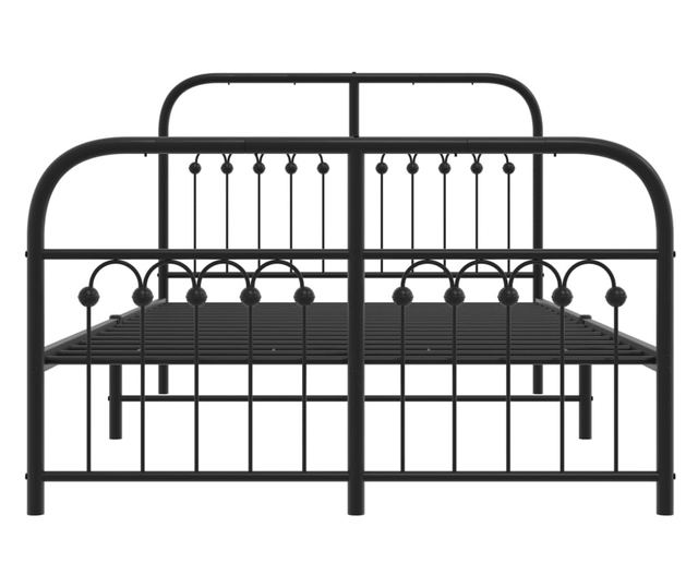 fekete fém ágykeret fej- és lábtámlával 120 x 190 cm