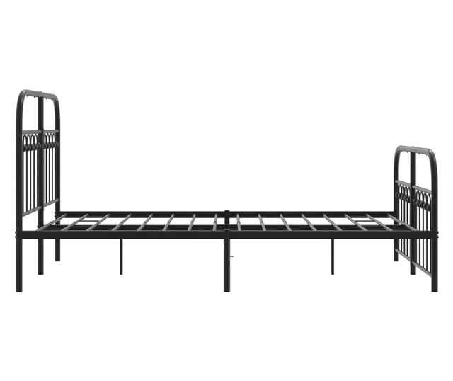 fekete fém ágykeret fej- és lábtámlával 120 x 190 cm