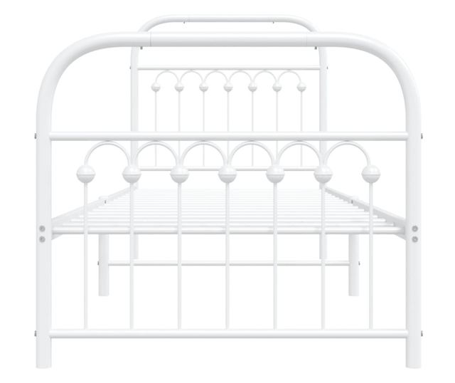 fehér fém ágykeret fej- és lábtámlával 75 x 190 cm