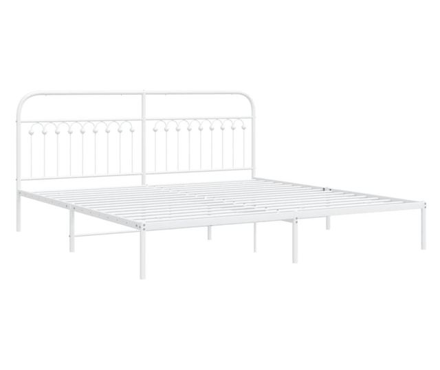 fehér fém ágykeret fejtámlával 193 x 203 cm