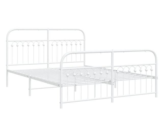 fehér fém ágykeret fej- és lábtámlával 150x200 cm