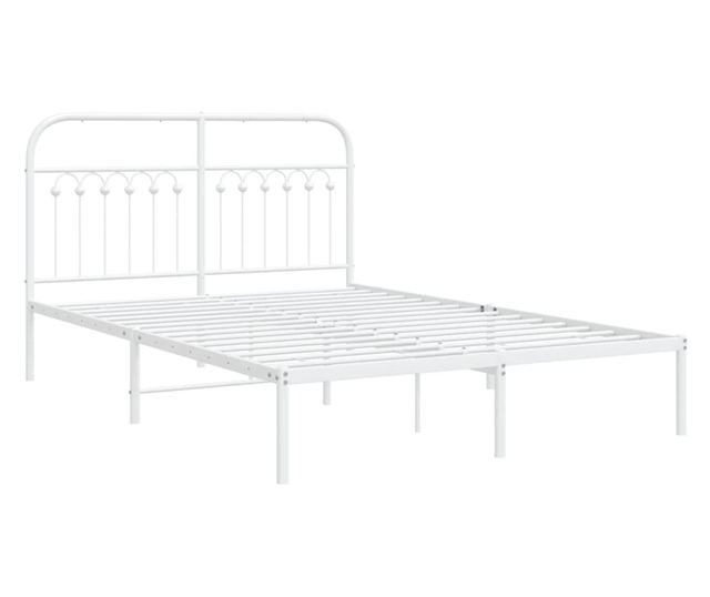 fehér fém ágykeret fejtámlával 135 x 190 cm