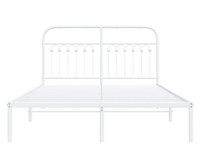 fehér fém ágykeret fejtámlával 135 x 190 cm