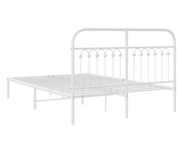 fehér fém ágykeret fejtámlával 135 x 190 cm