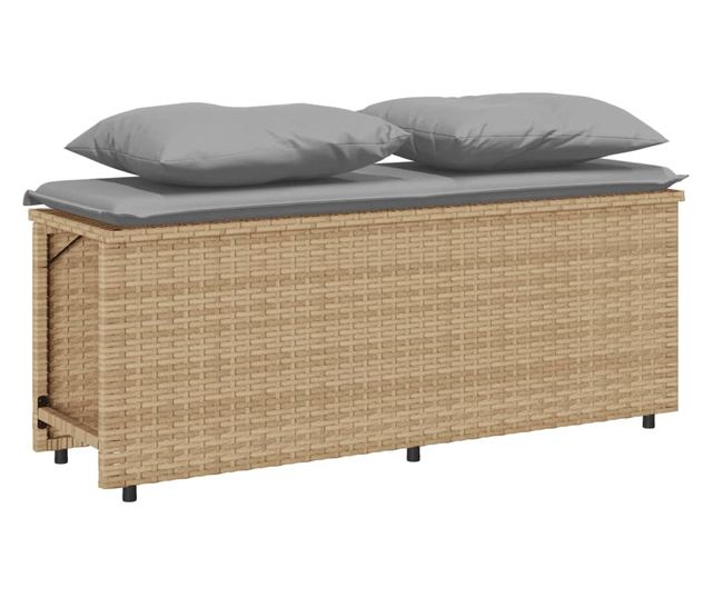 3 részes bézs polyrattan kerti étkezőgarnitúra párnákkal