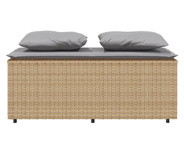 3 részes bézs polyrattan kerti étkezőgarnitúra párnákkal