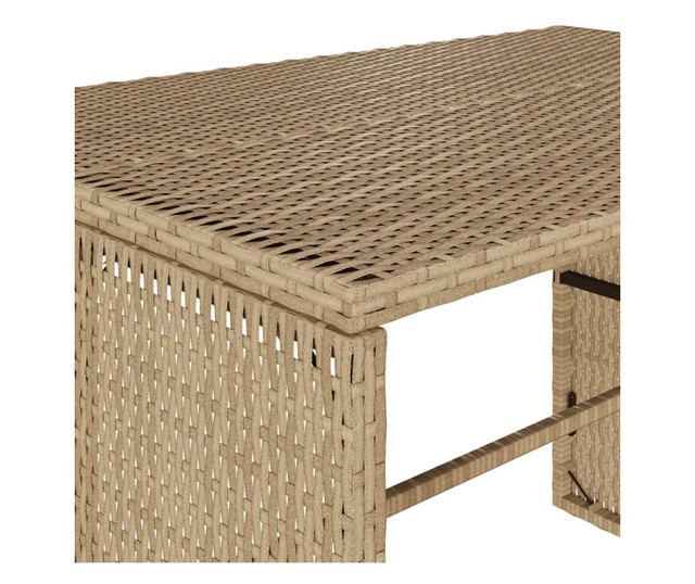 3 részes bézs polyrattan kerti étkezőgarnitúra párnákkal