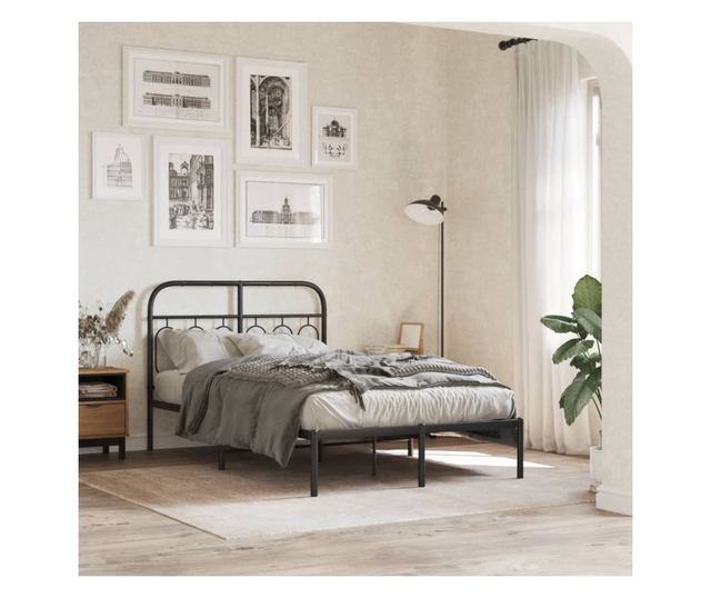 fekete fém fejtámla 120 cm