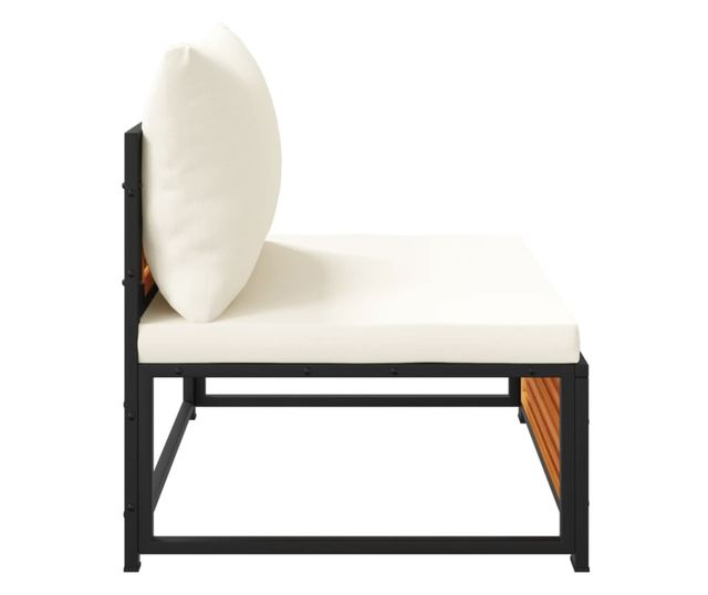 tömör akácfa karfa nélküli kerti kanapé párnákkal