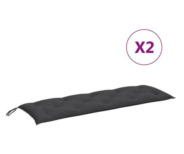 2 db melange antracitszürke szövet kerti padpárna 150x50x7 cm