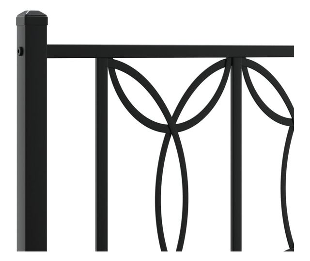 fekete fém ágykeret fej- és lábtámlával 90 x 200 cm