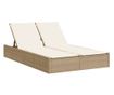 bézs polyrattan dupla napozóágy párnával