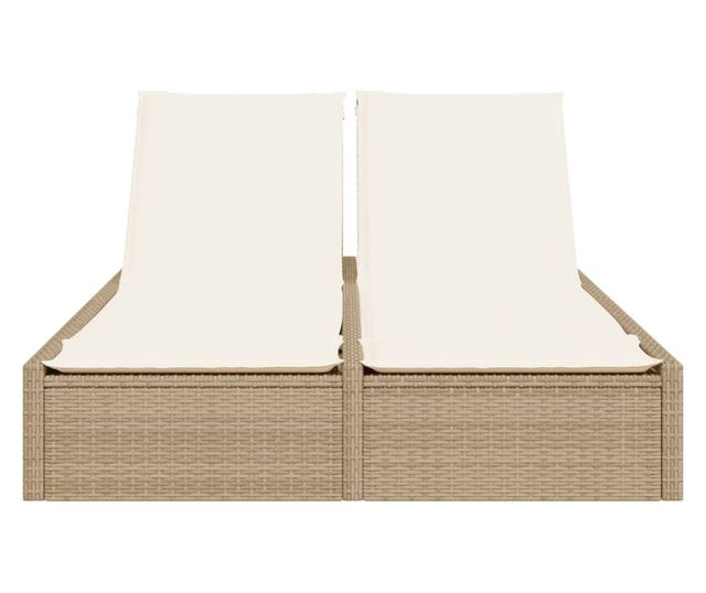 bézs polyrattan dupla napozóágy párnával