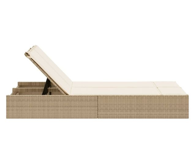 bézs polyrattan dupla napozóágy párnával