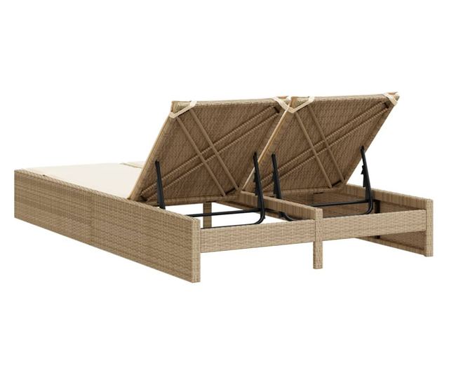 bézs polyrattan dupla napozóágy párnával