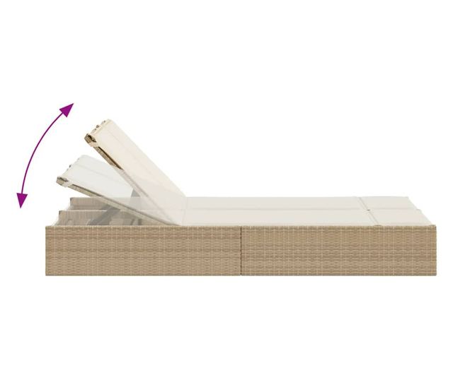 bézs polyrattan dupla napozóágy párnával