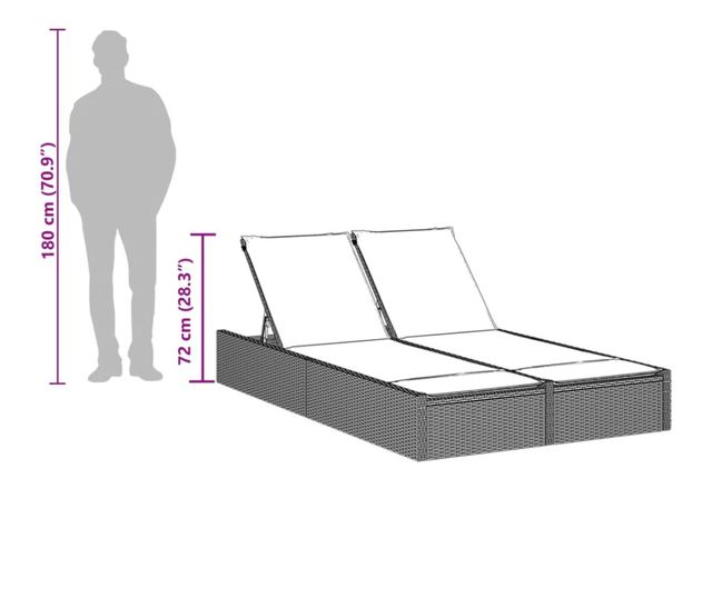 bézs polyrattan dupla napozóágy párnával