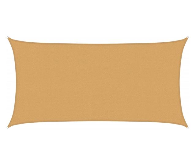 homokszínű négyszögletű HDPE napvitorla 160 g/m² 2x4 m