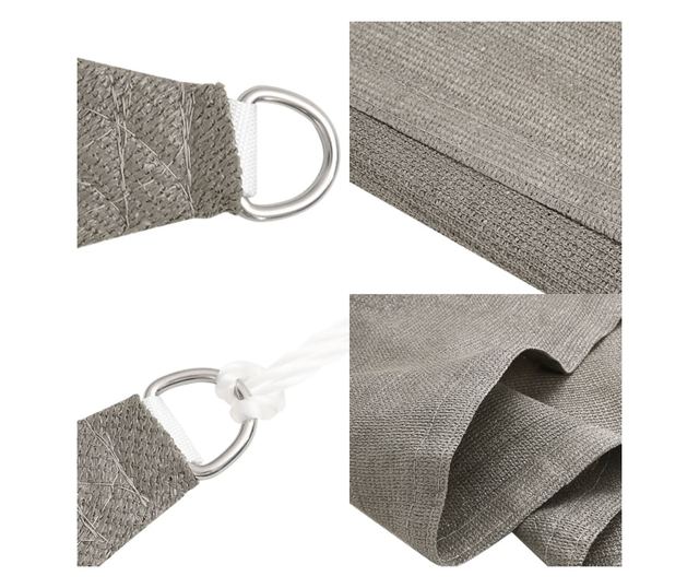 világosszürke négyszögletű HDPE napvitorla 160 g/m² 3,5x5 m