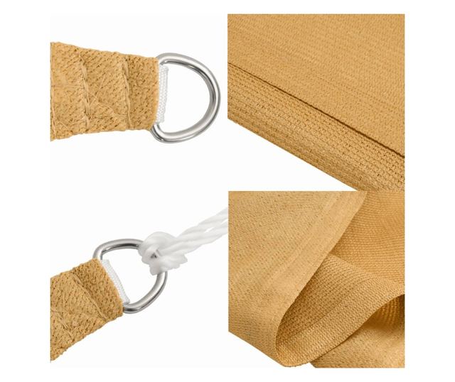 homokszínű négyszögletű HDPE napvitorla 160 g/m² 2x4 m