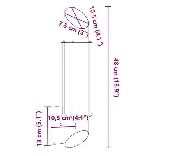fekete rozsdamentes acél kültéri fali lámpa