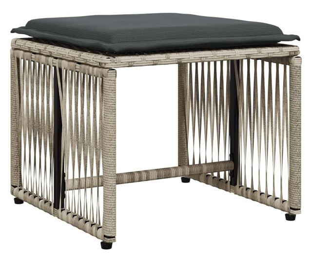 7 részes világosszürke polyrattan kerti étkezőszett párnával