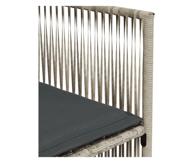 7 részes világosszürke polyrattan kerti étkezőszett párnával